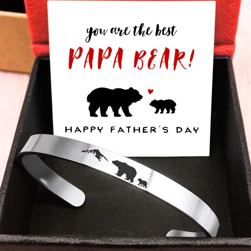 For Dad - Papa Bear Mountain Cuff Bracelet-37bracelet