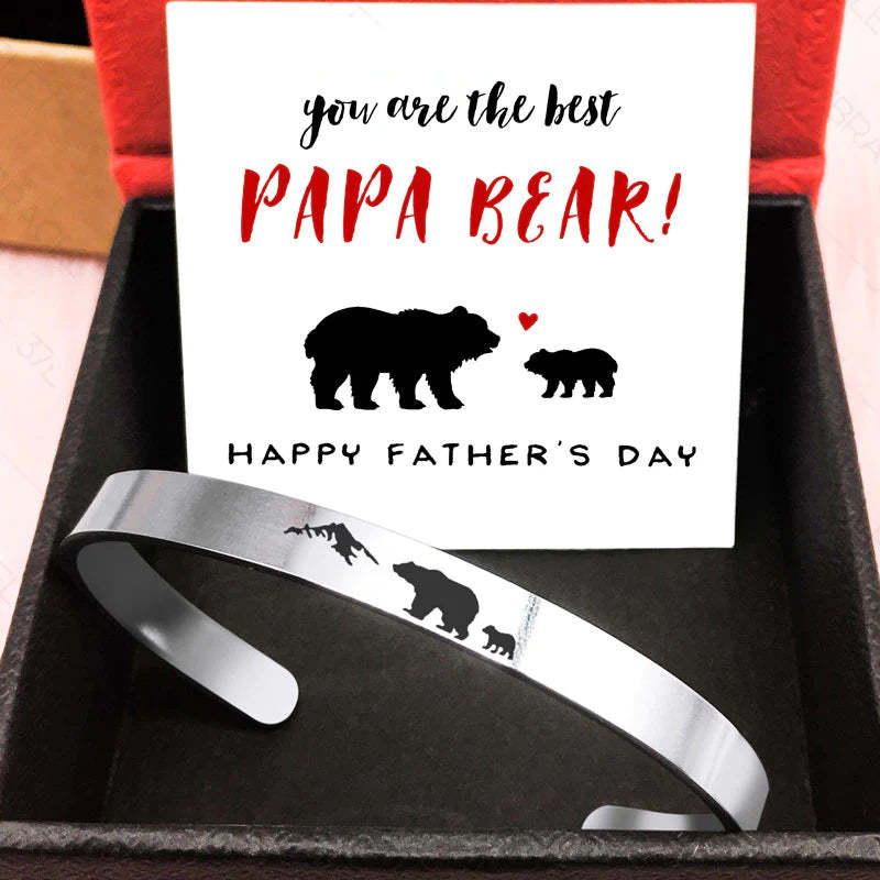 For Dad - Papa Bear Mountain Cuff Bracelet-37bracelet