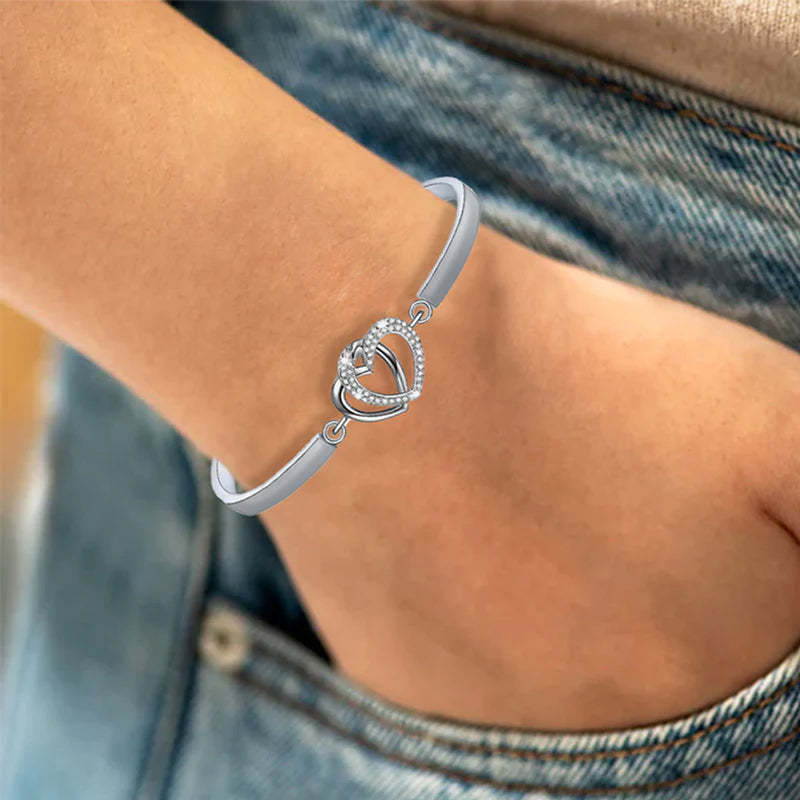 Grandmother & Granddaughter Always Share A Special Bond Double Heart Bracelet