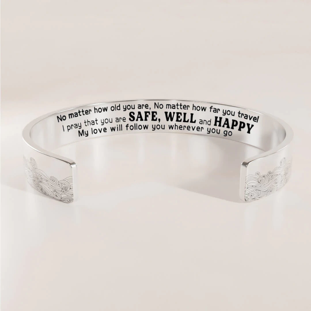 I Pray You Safe, Well And Happy Wave Cuff Bracelet-37bracelet