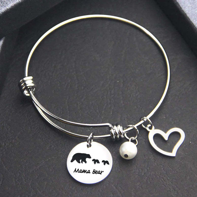 For Mom - Mama Bear Bangle Bracelet