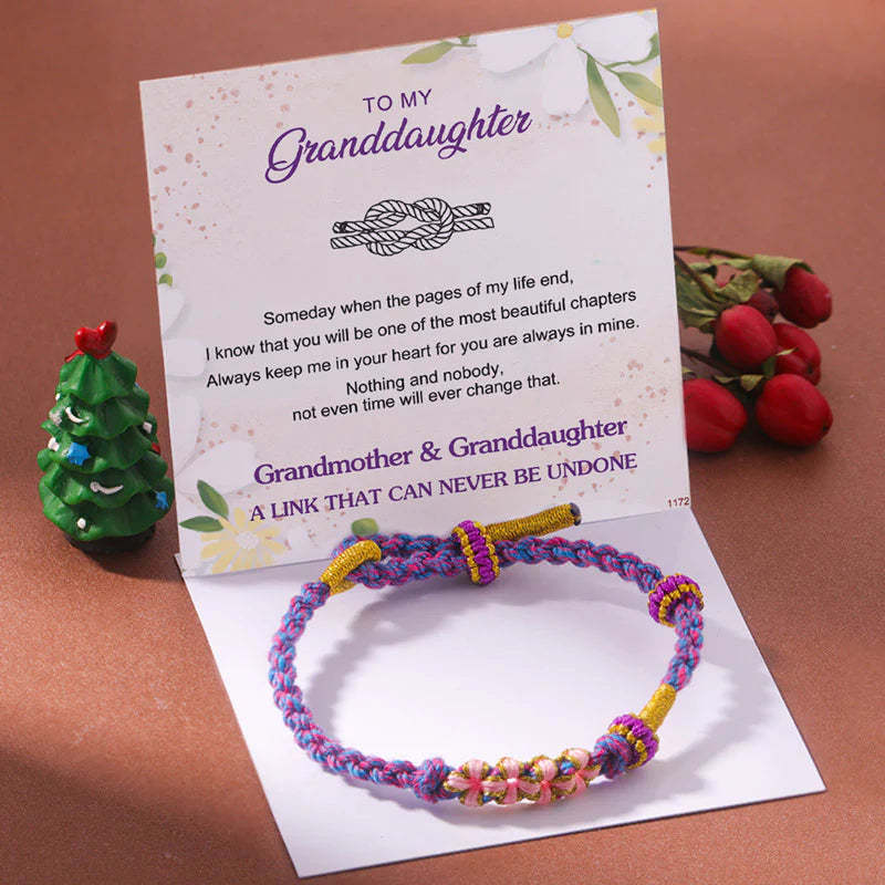 For Granddaughter - Grandmother/Grandpa And Granddaughter A Link That Can Never Be Undone Peach Blossom Knot Bracelet-37bracelet