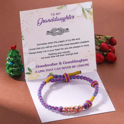 For Granddaughter - Grandmother/Grandpa And Granddaughter A Link That Can Never Be Undone Peach Blossom Knot Bracelet-37bracelet
