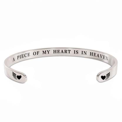 A Piece Of My Heart Is In Heaven Wing Bracelet