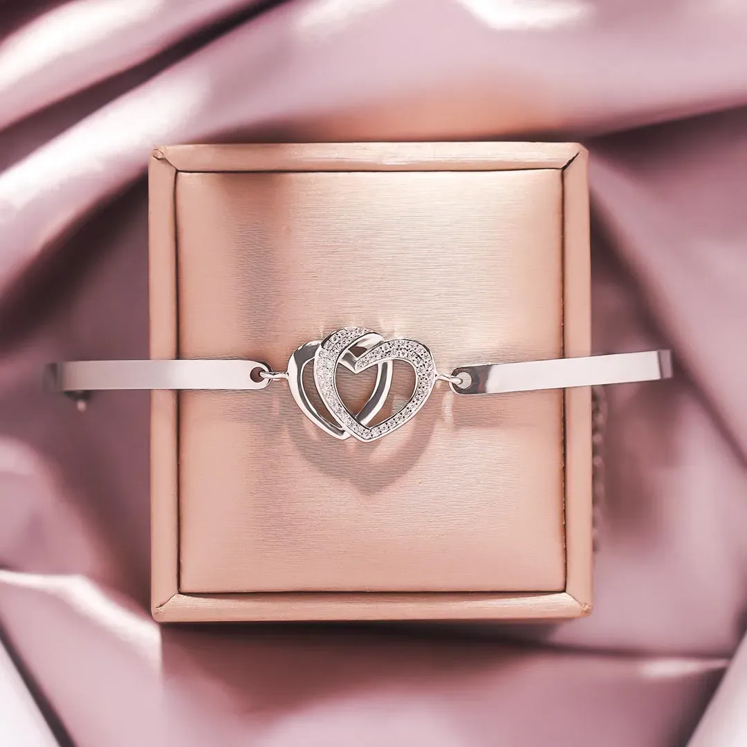 For Unbiological Daughter - We Are Forever Linked Together And Always Will Be Double Heart Bracelet