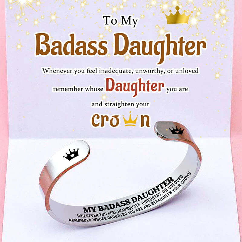 For Daughter - Remember Whose Daughter You Are And Straighten Your Crown Cuff Bracelet-37bracelet