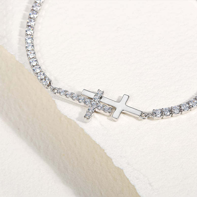 For Daughter - Pray on it Pray over it Pray through it Double Cross Bracelet-37bracelet