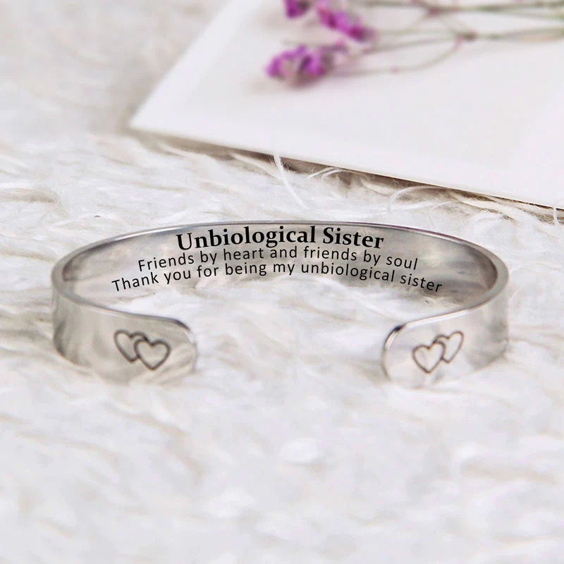 For Friend - Thank You For Being My Unbiological Sister Double Heart Bracelet-37bracelet