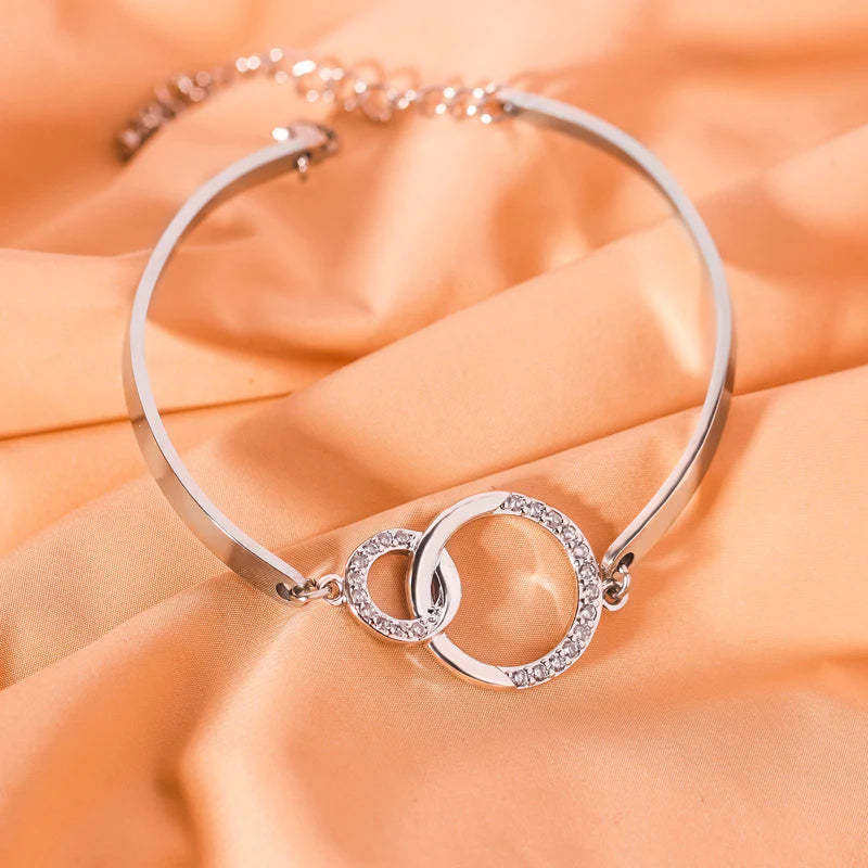 For Daughter - Mother and Daughter Forever Linked Together Circle Bracelet-37bracelet