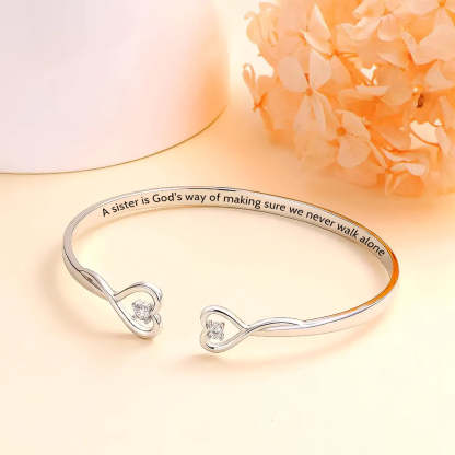 For Sister - A Sister Is God's Way Of Making Sure We Never Walk Alone Heart Bracelet