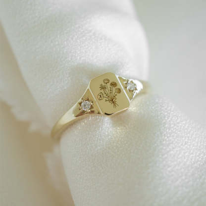 S925 Customized Diamond Birth Flower Ring