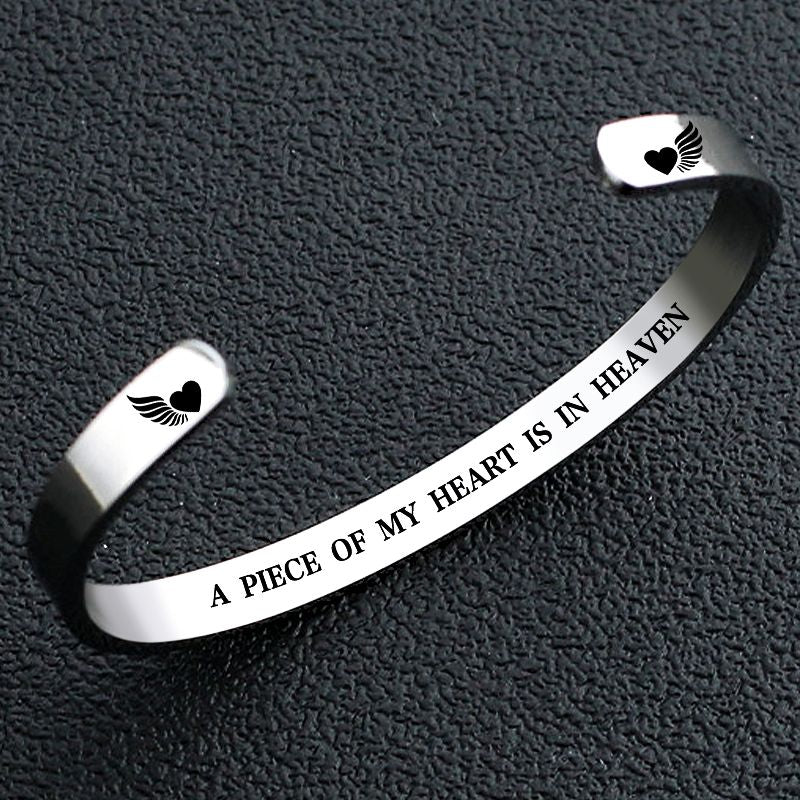 A Piece Of My Heart Is In Heaven Wing Bracelet