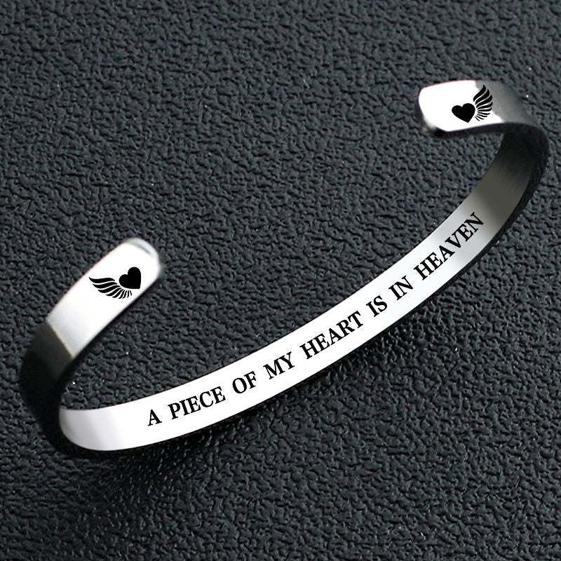 A Piece Of My Heart Is In Heaven Wing Bracelet