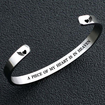 A Piece Of My Heart Is In Heaven Wing Bracelet