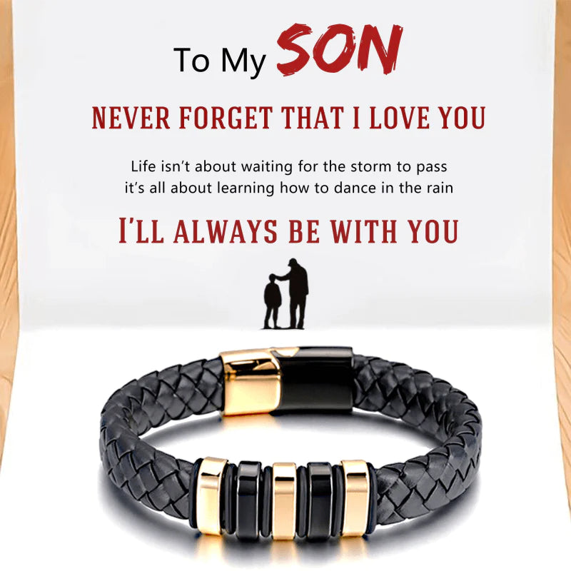 For Son - Never Forget That I LOVE YOU Leather Bracelet