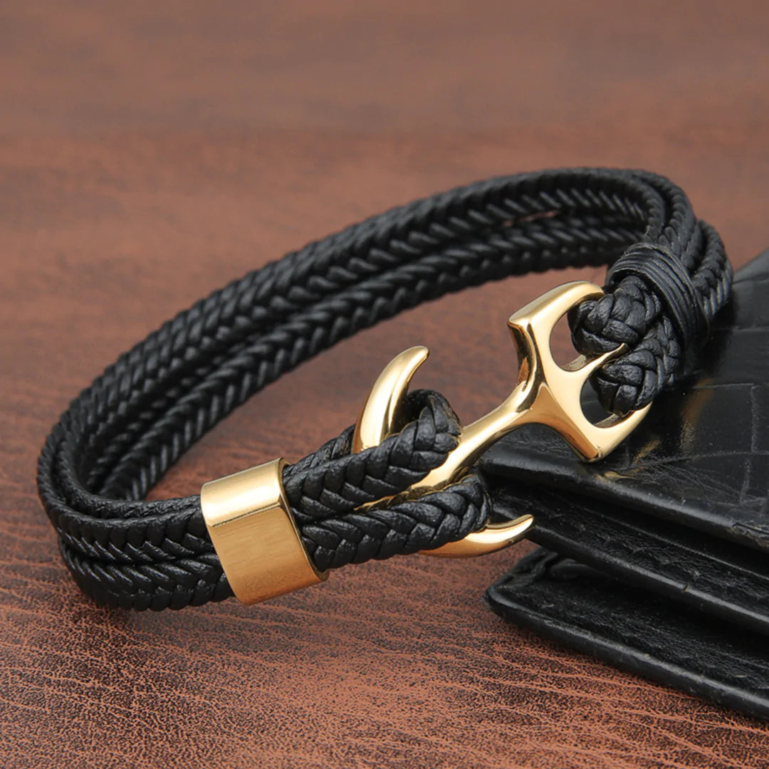 For Love - Thank you for being My Anchor Black Bracelet