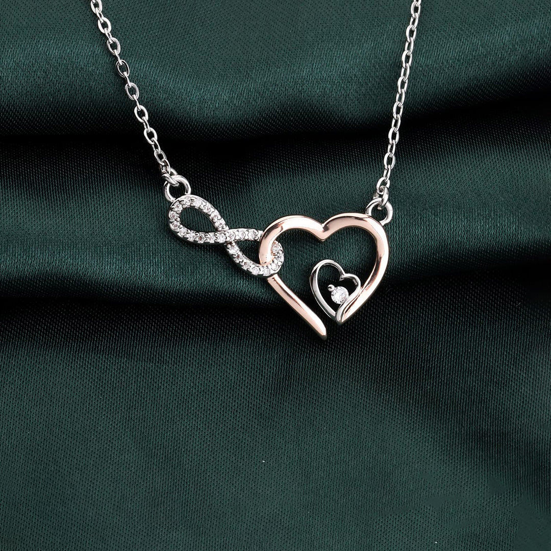 For Daughter - S925 Always Keep Me in Your Heart for You are Always in Mine Infinity Double Heart Necklace-37bracelet