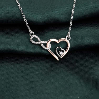 For Daughter - S925 Always Keep Me in Your Heart for You are Always in Mine Infinity Double Heart Necklace-37bracelet