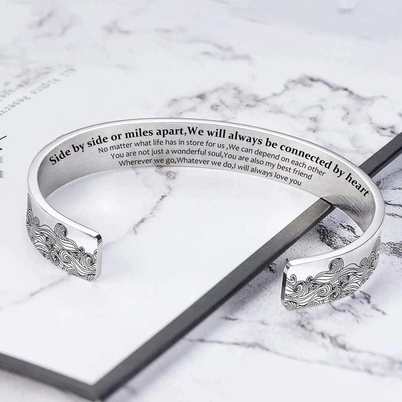 For Sister - We Will Always Be Connected By Heart Bracelet