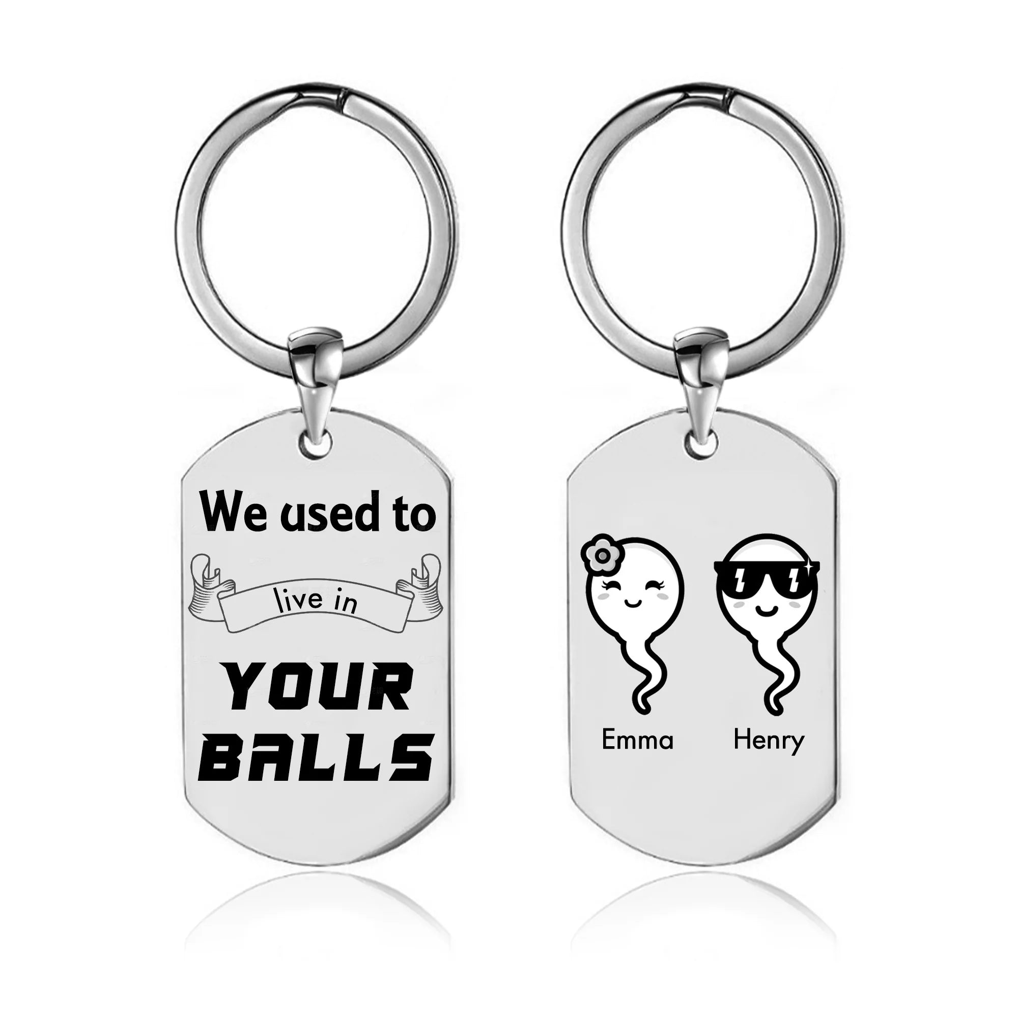 For Father - We Used To Live In Your Balls Custom Keychain-37bracelet
