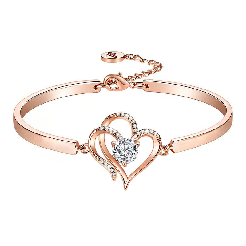For Love - To My Smokin' Hot Soulmate Double Heart Diamond Bracelet