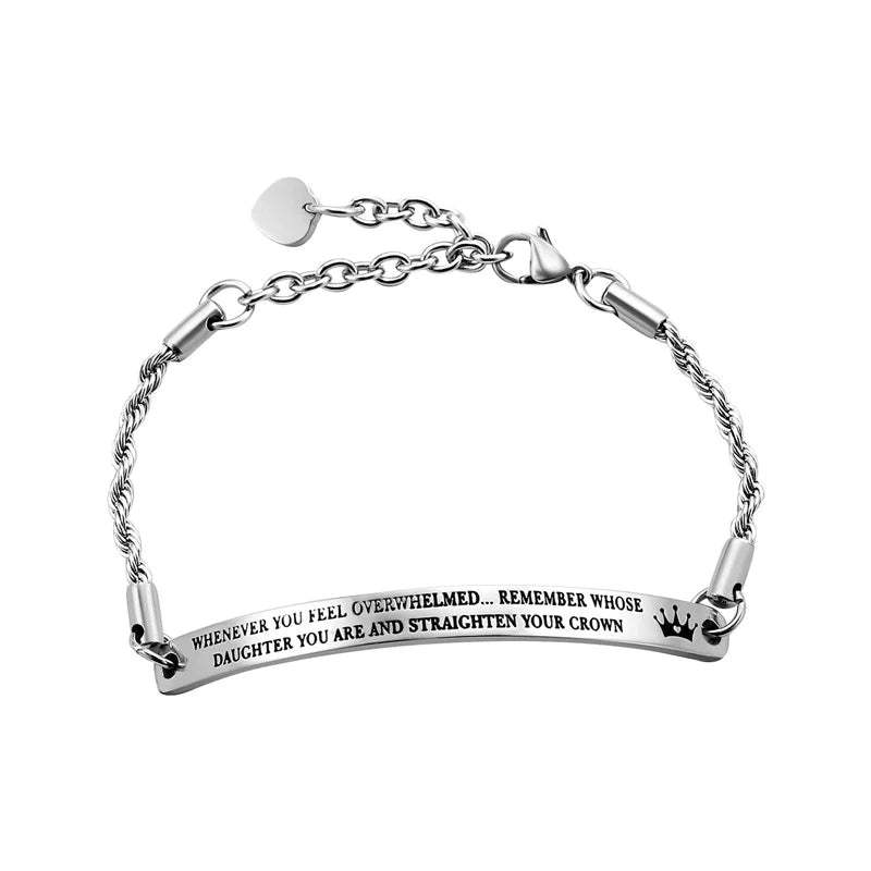 For Daughter - Whenever You Feel Overwhelmed Please Remember Whose Daughter You Are Crown Bracelet-37bracelet