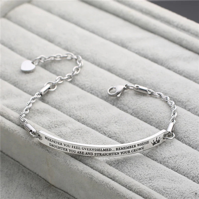 For Daughter - Whenever You Feel Overwhelmed Please Remember Whose Daughter You Are Crown Bracelet-37bracelet
