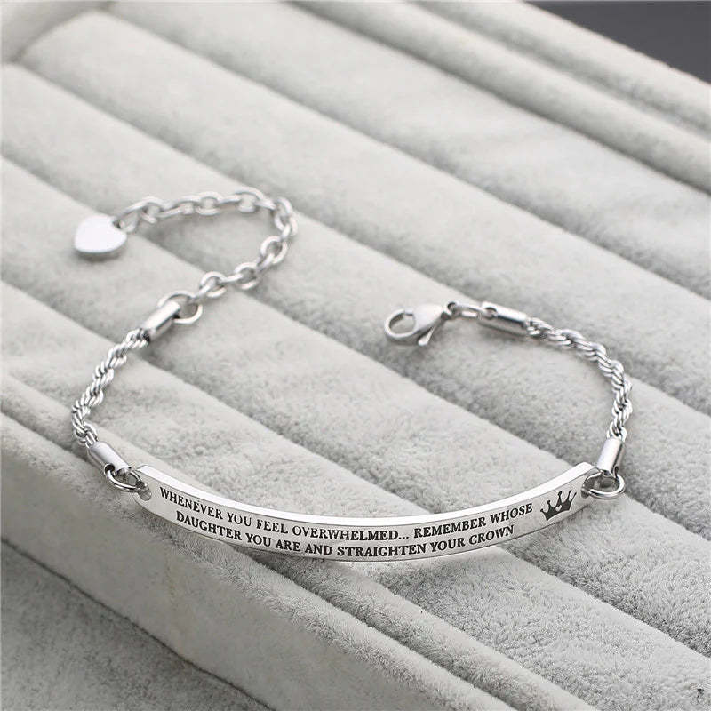For Daughter - Whenever You Feel Overwhelmed Please Remember Whose Daughter You Are Crown Bracelet-37bracelet