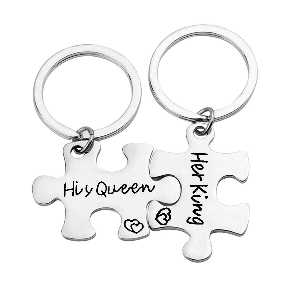 For Love - Her King And His Queen Couple Keychain-37bracelet