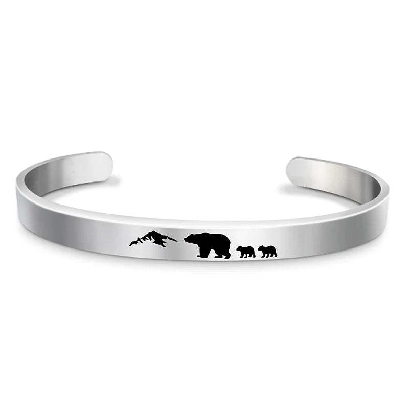 For Dad - Papa Bear Mountain Cuff Bracelet-37bracelet