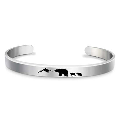 For Dad - Papa Bear Mountain Cuff Bracelet-37bracelet