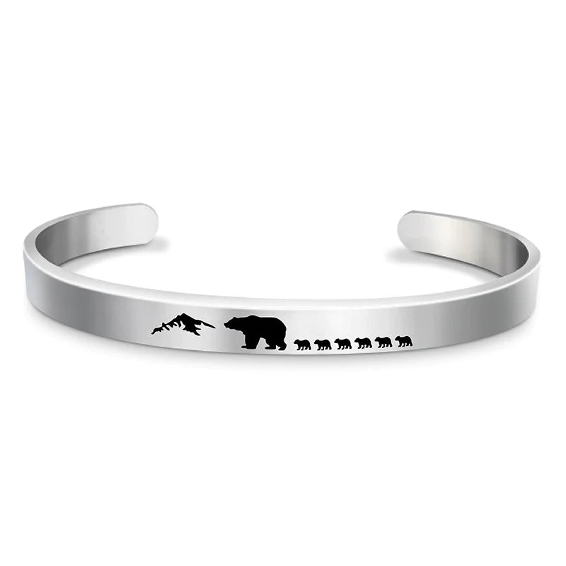 For Dad - Papa Bear Mountain Cuff Bracelet-37bracelet