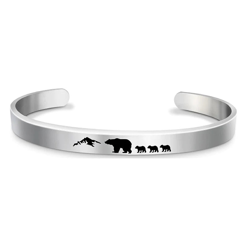 For Dad - Papa Bear Mountain Cuff Bracelet-37bracelet