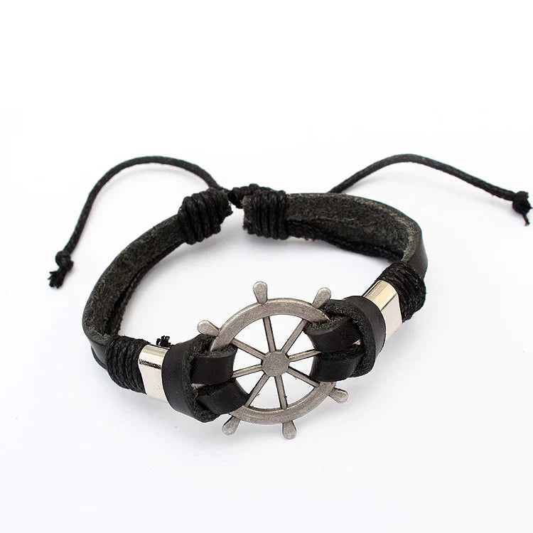 Compass Leather Braided Bracelet-37bracelet