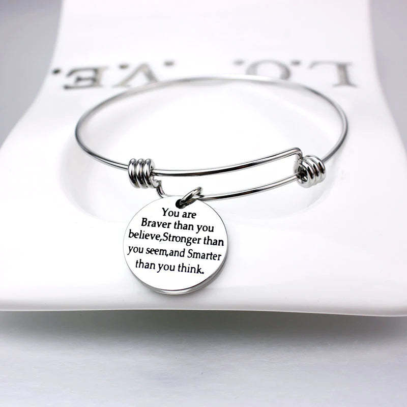 For Daughter - You Are Braver, Smarter, Stronger Bangle-37bracelet