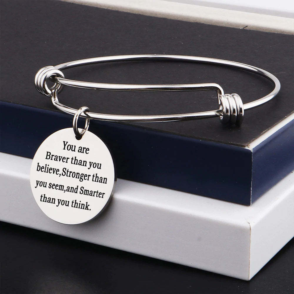 For Daughter - You Are Braver, Smarter, Stronger Bangle-37bracelet
