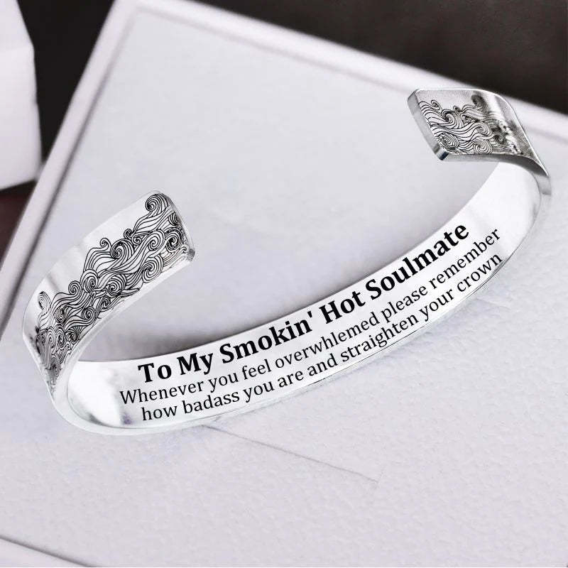 For Friends - To My Smokin' Hot Soulmate Cuff Wave Bracelet-37bracelet