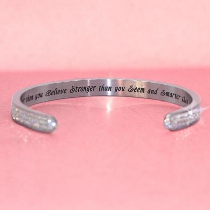 For Daughter - You Are Braver Thank  You Believe ... Diamond Bracelet-37bracelet