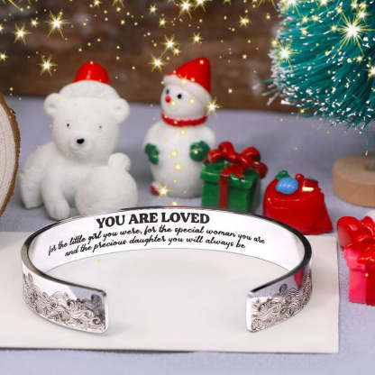 You Are Loved For The Precious Daughter You Will Always Be Wave Cuff Bracelet-37bracelet