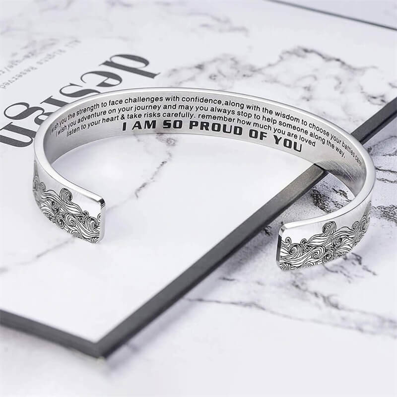 For Granddaughter - I Am So Proud Of You Wave Cuff Bracelet-37bracelet