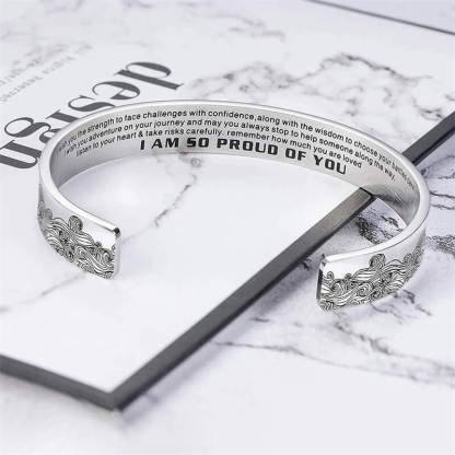 For Granddaughter - I Am So Proud Of You Wave Cuff Bracelet-37bracelet