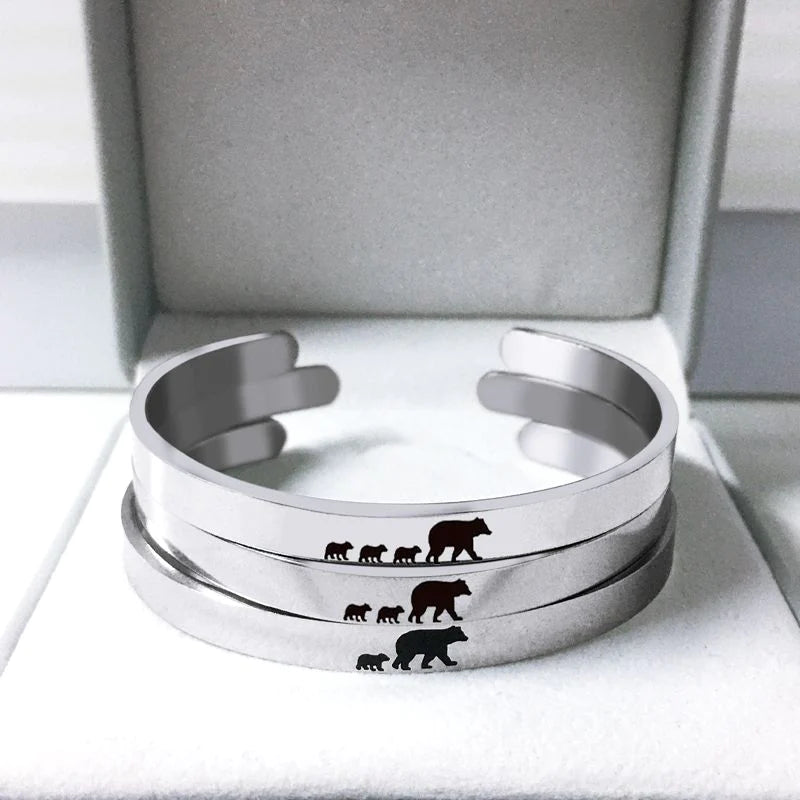 For Mom - The love between mama bear and baby bear is forever Cuff Bracelet