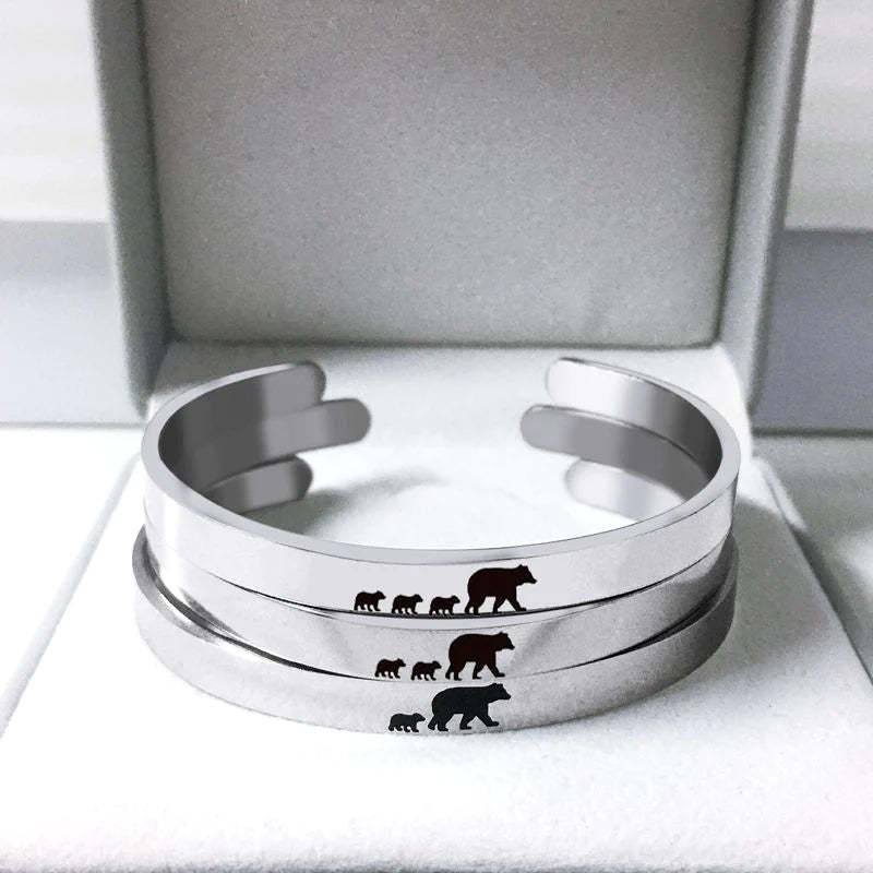 For Mom - The love between mama bear and baby bear is forever Cuff Bracelet