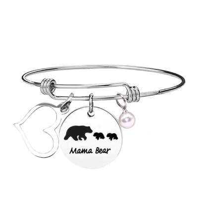 For Mom - Mama  Bear Bangle Bracelet