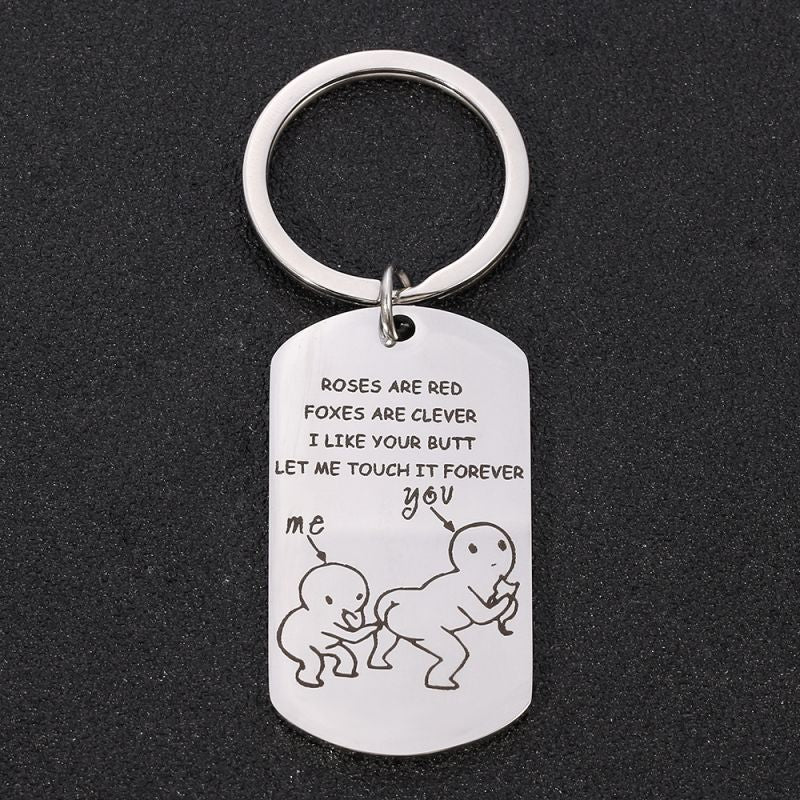 For Love - I Like Your Butt Funny Couple Keychains