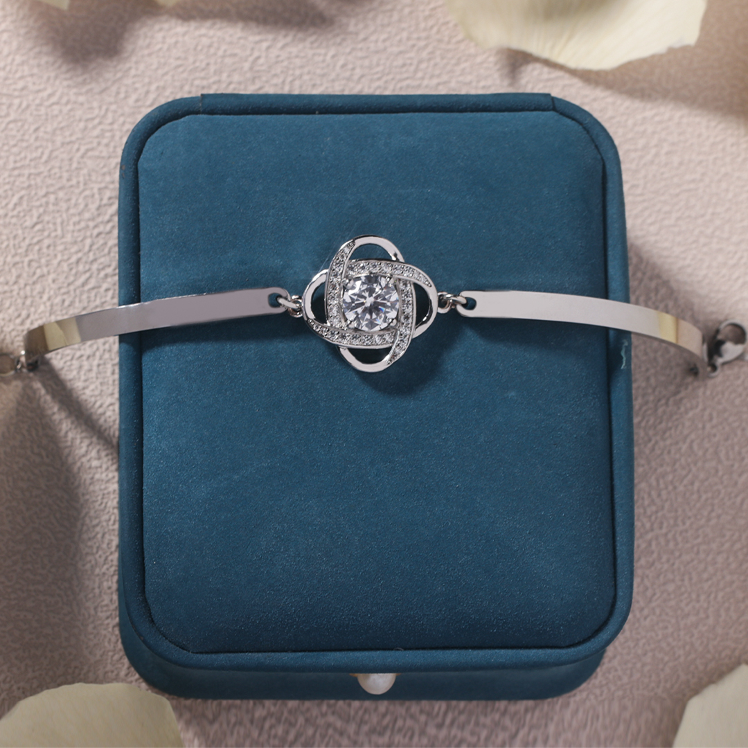 For Friend - Not Sisters By Blood But Sisters By Heart Diamond Knot Bracelet