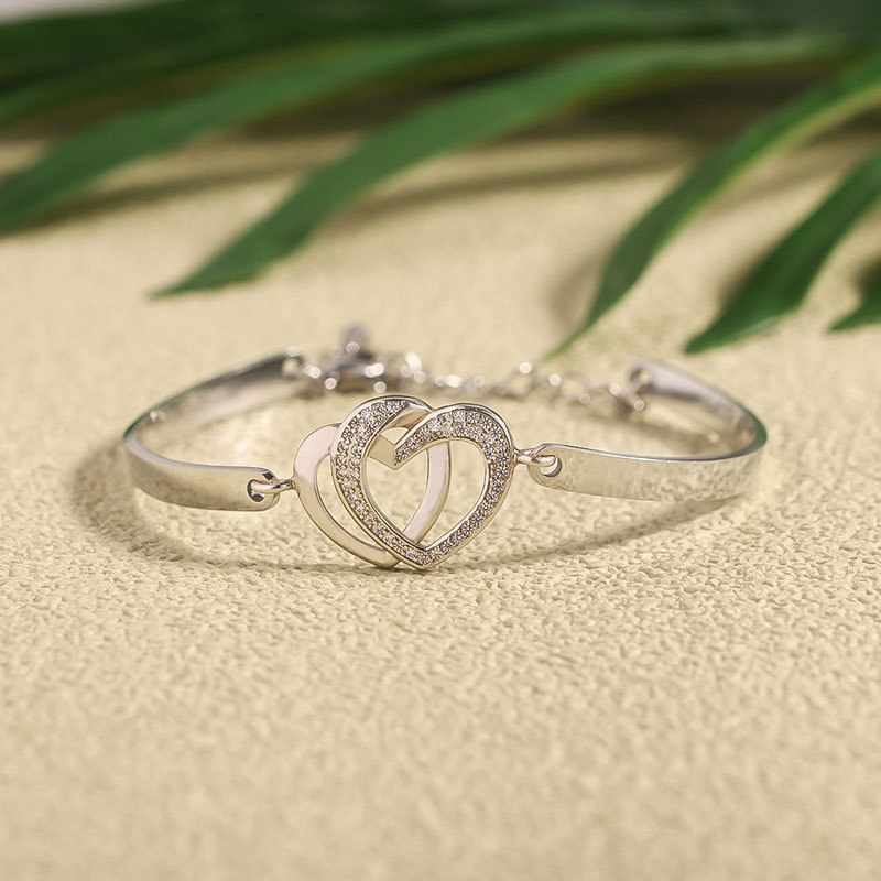 For Mother/Daughter - Forever Linked Together Heart to Heart Bracelet