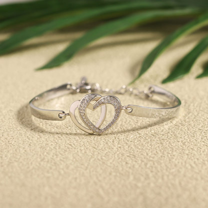 For Mother/Daughter - Forever Linked Together Heart to Heart Bracelet