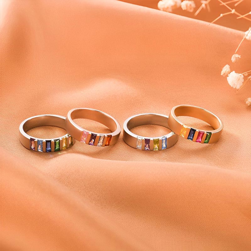 For Mother -  Family Elegant Birthstone Custom Ring