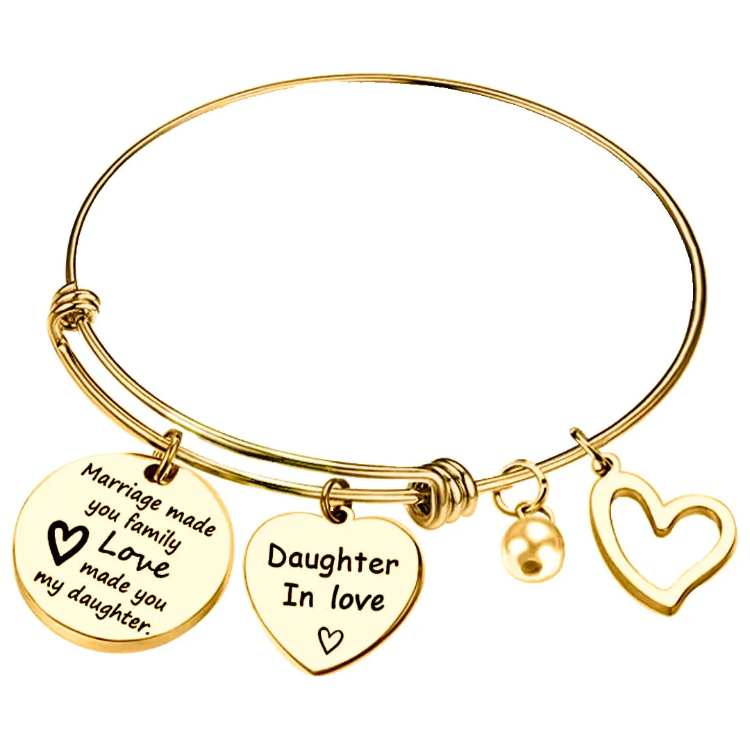 For Daughter-in-law - Marriage Made You Family Love Made You My Daughter Bangle Bracelet-37bracelet